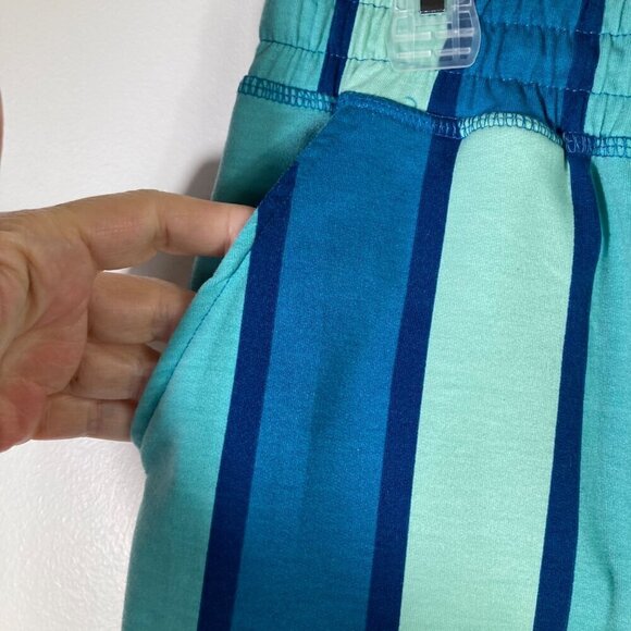 Womens Lularoe Striped Cut Off Sweat Shorts Green Blue M - Picture 4 of 7